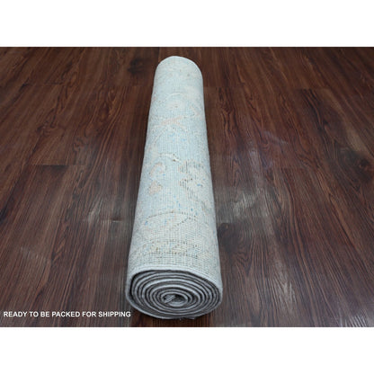Oushak And Peshawar Wool Hand Knotted Rug Grey 2.8x9.8 -O020791