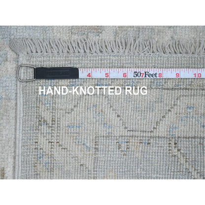 Oushak And Peshawar Wool Hand Knotted Rug Grey 2.8x9.8 -O020791