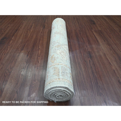 Oushak And Peshawar Wool Hand Knotted Rug Blue 3.0x9.6 -O020792