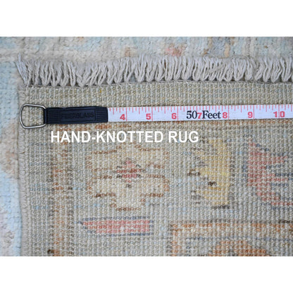 Oushak And Peshawar Wool Hand Knotted Rug Blue 3.0x9.6 -O020792