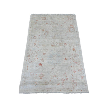 Oushak And Peshawar Wool Hand Knotted Rug Ivory 3.0x4.9 -O020802