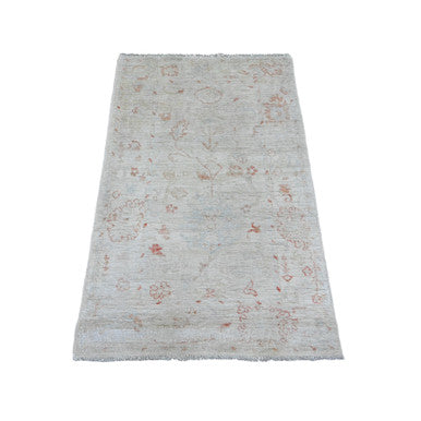 Oushak And Peshawar Wool Hand Knotted Rug Ivory 3.0x4.9 -O020802