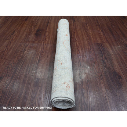 Oushak And Peshawar Wool Hand Knotted Rug Ivory 3.0x4.9 -O020802