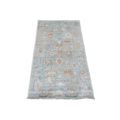 Oushak And Peshawar Wool Hand Knotted Rug Grey 2.10x4.9 -O020805