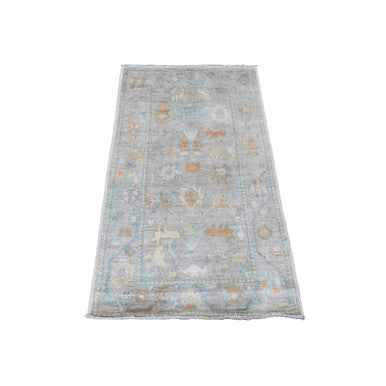 Oushak And Peshawar Wool Hand Knotted Rug Grey 2.10x4.9 -O020805