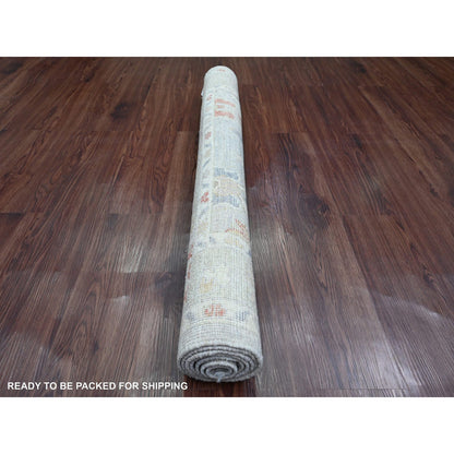 Oushak And Peshawar Wool Hand Knotted Rug Grey 3.11x5.9 -O020809