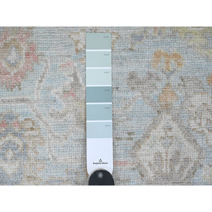Oushak And Peshawar Wool Hand Knotted Rug Blue 2.10x9.10 -O020810
