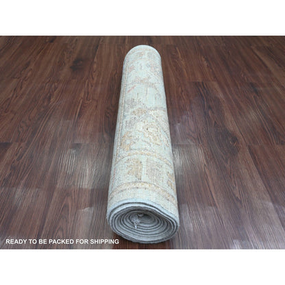 Oushak And Peshawar Wool Hand Knotted Rug Blue 2.10x9.10 -O020810
