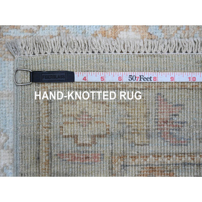 Oushak And Peshawar Wool Hand Knotted Rug Blue 2.10x9.10 -O020810