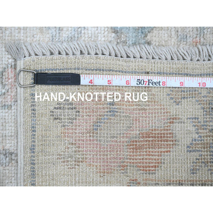 Oushak And Peshawar Wool Hand Knotted Rug Ivory 2.7x9.6 -O020813
