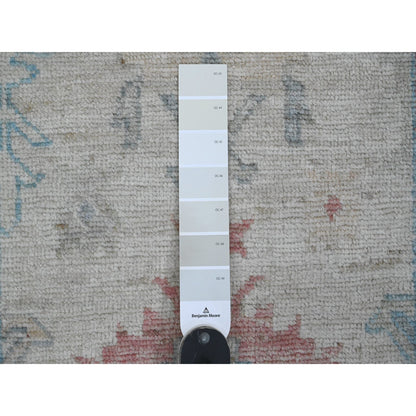 Oushak And Peshawar Wool Hand Knotted Rug Ivory 2.9x11.7 -O020814