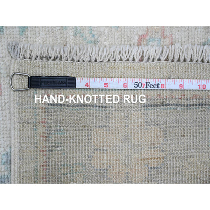 Oushak And Peshawar Wool Hand Knotted Rug Ivory 2.9x11.7 -O020814