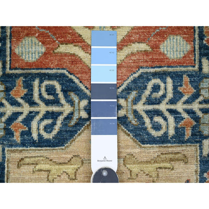 Oushak And Peshawar Wool Hand Knotted Rug Blue 2.7x11.9 -O020815