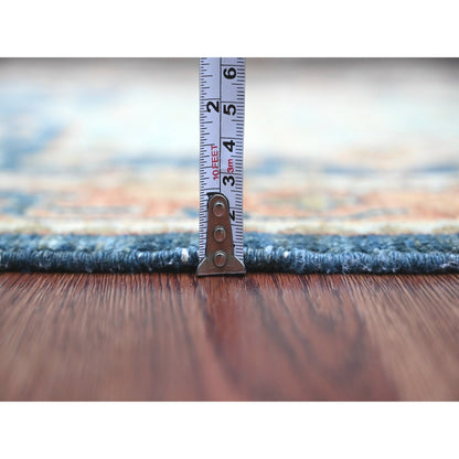 Oushak And Peshawar Wool Hand Knotted Rug Blue 2.7x11.9 -O020815