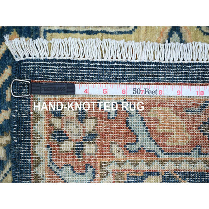 Oushak And Peshawar Wool Hand Knotted Rug Blue 2.7x11.9 -O020815