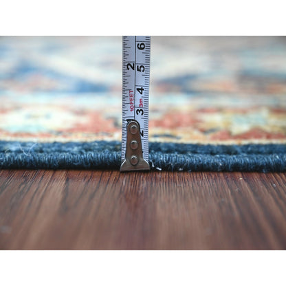 Oushak And Peshawar Wool Hand Knotted Rug Blue 2.7x7.11 -O020819