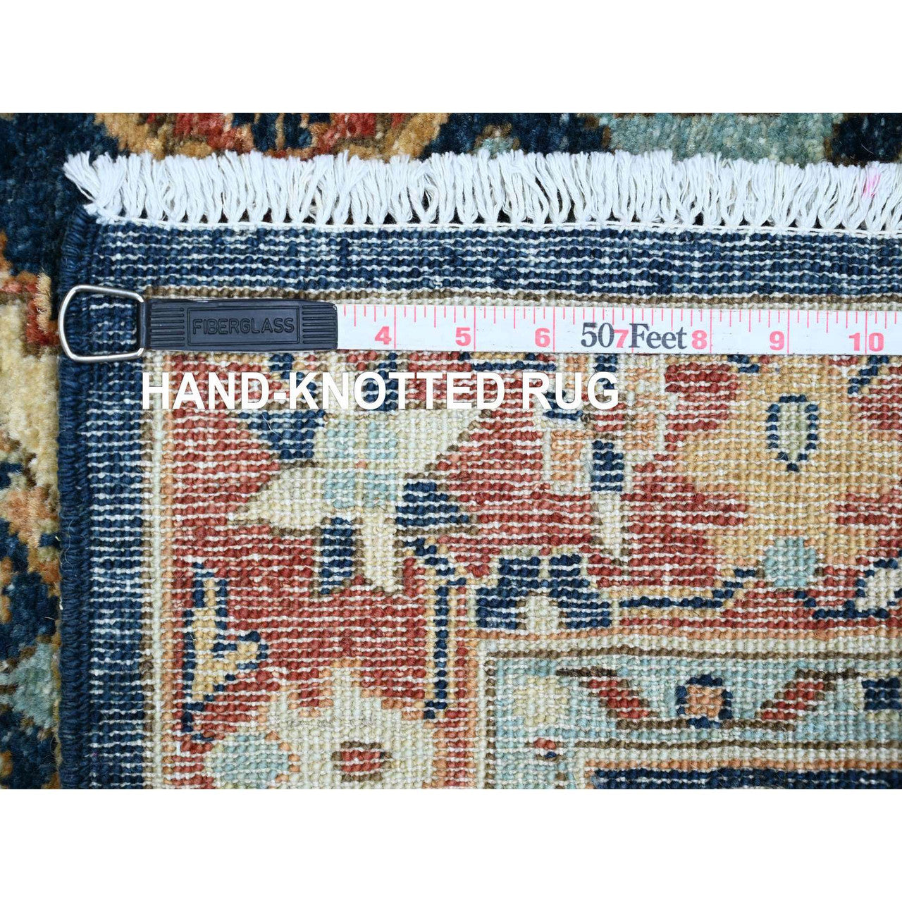 Blue 2'7" x 7'11" Oushak And Peshawar Hand knotted Wool Rug - Sku: O020819