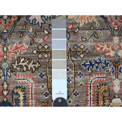 Tribal & Geometric Wool Hand Knotted Rug Brown 4.1x9.8 -O020821