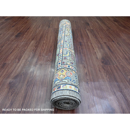 Tribal & Geometric Wool Hand Knotted Rug Brown 4.1x9.8 -O020821