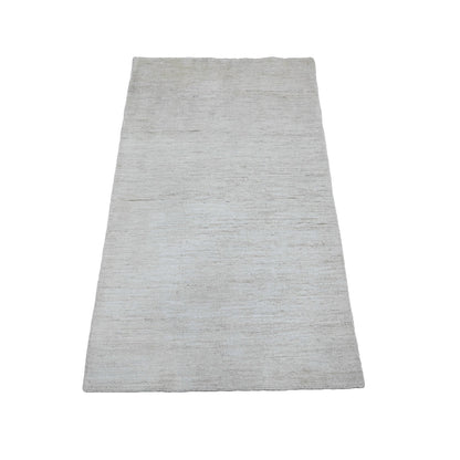 Modern and Contemporary Wool Hand Knotted Rug Ivory 2.10x4.9 -O020826