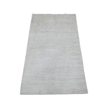 Modern and Contemporary Wool Hand Knotted Rug Ivory 2.10x4.9 -O020826