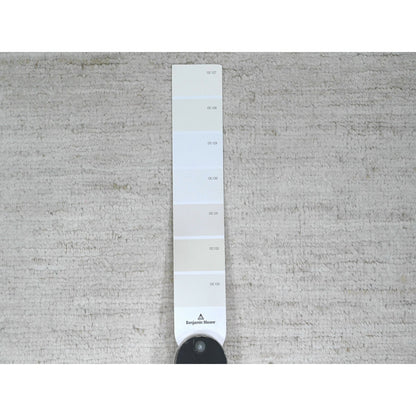 Modern and Contemporary Wool Hand Knotted Rug Ivory 2.10x4.9 -O020826