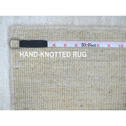 Modern and Contemporary Wool Hand Knotted Rug Ivory 2.10x4.9 -O020826