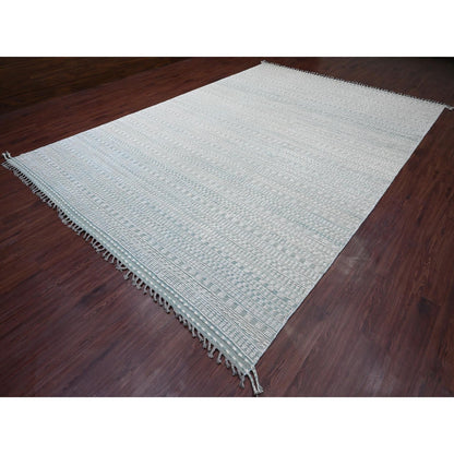 Tribal & Geometric Wool Hand Knotted Rug Green 9.7x14.3 -O020830