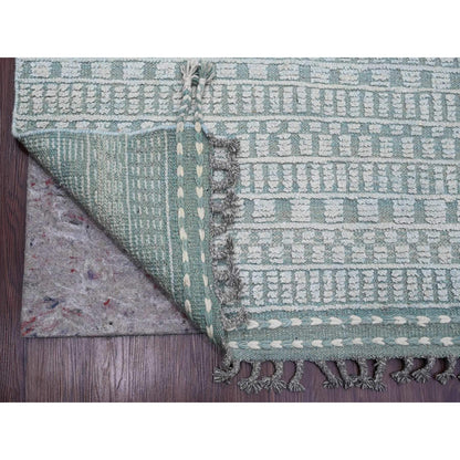 Tribal & Geometric Wool Hand Knotted Rug Green 9.7x14.3 -O020830