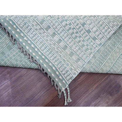 Tribal & Geometric Wool Hand Knotted Rug Green 9.7x14.3 -O020830