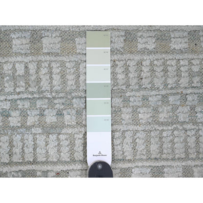 Tribal & Geometric Wool Hand Knotted Rug Green 9.7x14.3 -O020830
