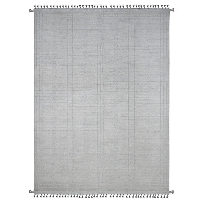 Tribal & Geometric Wool Hand Knotted Rug Ivory 8.10x12.2 -O020831