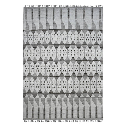 Tribal & Geometric Wool Hand Knotted Rug Ivory 9.3x13.2 -O020832