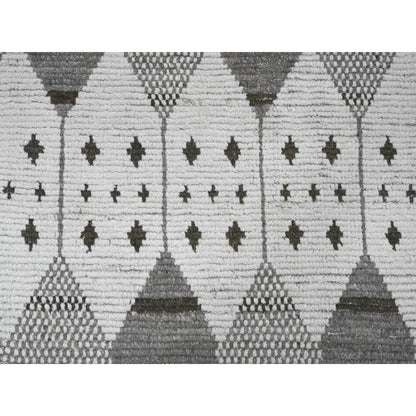 Tribal & Geometric Wool Hand Knotted Rug Ivory 9.3x13.2 -O020832