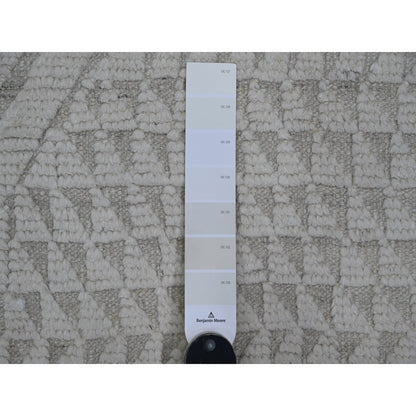 Tribal & Geometric Wool Hand Knotted Rug Ivory 8.10x12.8 -O020833