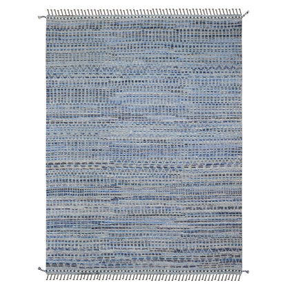 Tribal & Geometric Wool Hand Knotted Rug Blue 8.1x10.8 -O020834