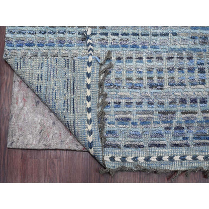 Tribal & Geometric Wool Hand Knotted Rug Blue 8.1x10.8 -O020834