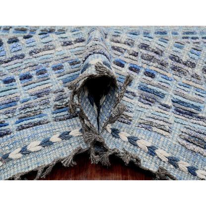 Tribal & Geometric Wool Hand Knotted Rug Blue 8.1x10.8 -O020834