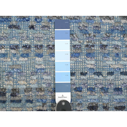 Tribal & Geometric Wool Hand Knotted Rug Blue 8.1x10.8 -O020834