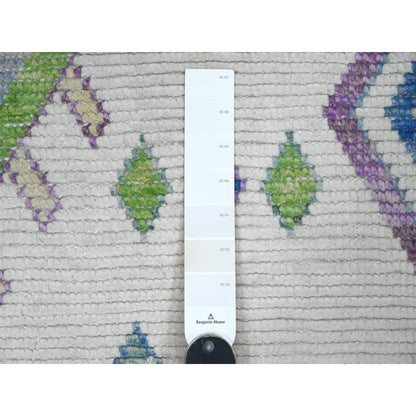 Tribal & Geometric Wool Hand Knotted Rug Ivory 5.0x8.0 -O020836