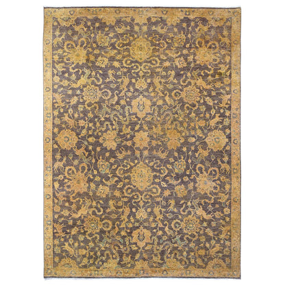 Overdyed & Vintage Wool Hand Knotted Rug Brown 8.6x11.10 -O020837