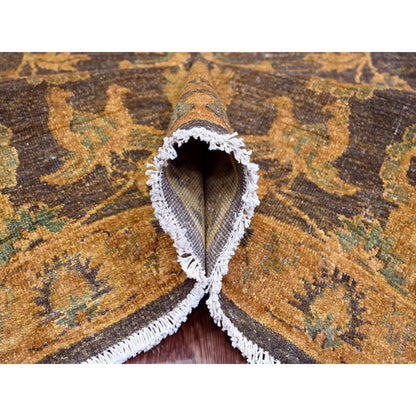 Overdyed & Vintage Wool Hand Knotted Rug Brown 8.6x11.10 -O020837