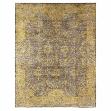 Tribal & Geometric Wool Hand Knotted Rug Brown 7.10x10.1 -O020838