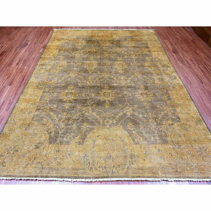 Tribal & Geometric Wool Hand Knotted Rug Brown 7.10x10.1 -O020838