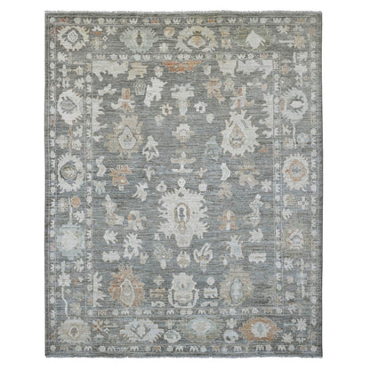 Oushak And Peshawar Wool Hand Knotted Rug Grey 8.0x9.8 -O020839