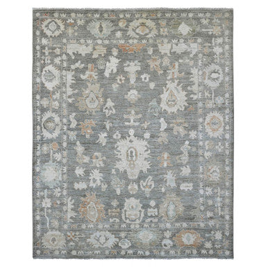 Oushak And Peshawar Wool Hand Knotted Rug Grey 8.0x9.8 -O020839