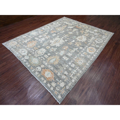 Oushak And Peshawar Wool Hand Knotted Rug Grey 8.0x9.8 -O020839