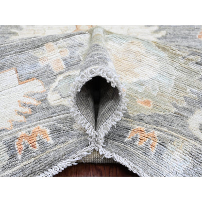 Oushak And Peshawar Wool Hand Knotted Rug Grey 8.0x9.8 -O020839