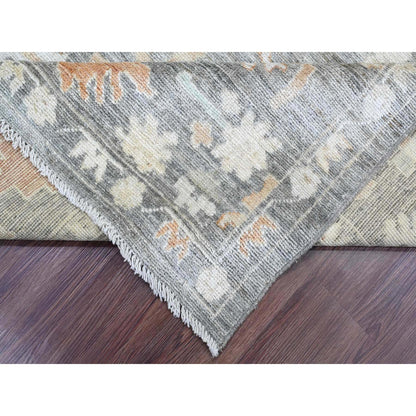 Oushak And Peshawar Wool Hand Knotted Rug Grey 8.0x9.8 -O020839