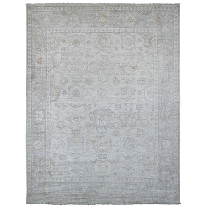 Oushak And Peshawar Wool Hand Knotted Rug Grey 8.0x9.10 -O020840